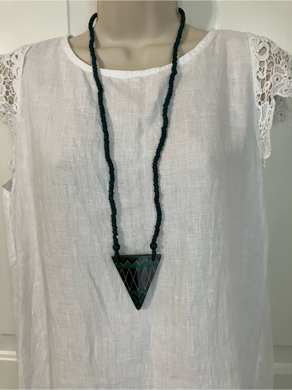 Beaded Wood Necklace & Earrings